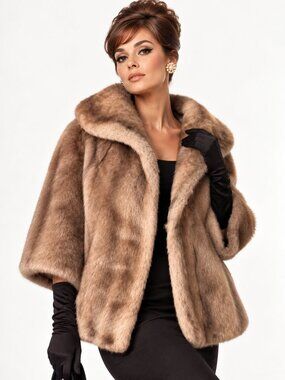 VTG 60s Regina Glenara Glenoit Faux Fur Capelet Coat